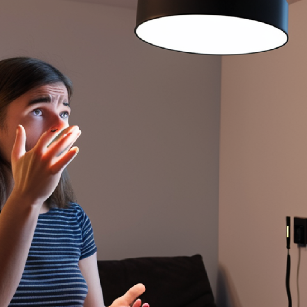 **Prompt 1 (Initial Learning & Frustration):** A person in a modern, smart home setting, looking slightly perplexed or comically frustrated, awkwardly attempting to control devices with hand gestures. Subtle, glowing digital interfaces highlight a misinterpretation of their movements (e.g., a light fixture flickering unexpectedly). The scene captures the initial challenge and the feeling of "waving at air" while learning a new intuitive interface. Focus on human emotion and the early adoption phase.