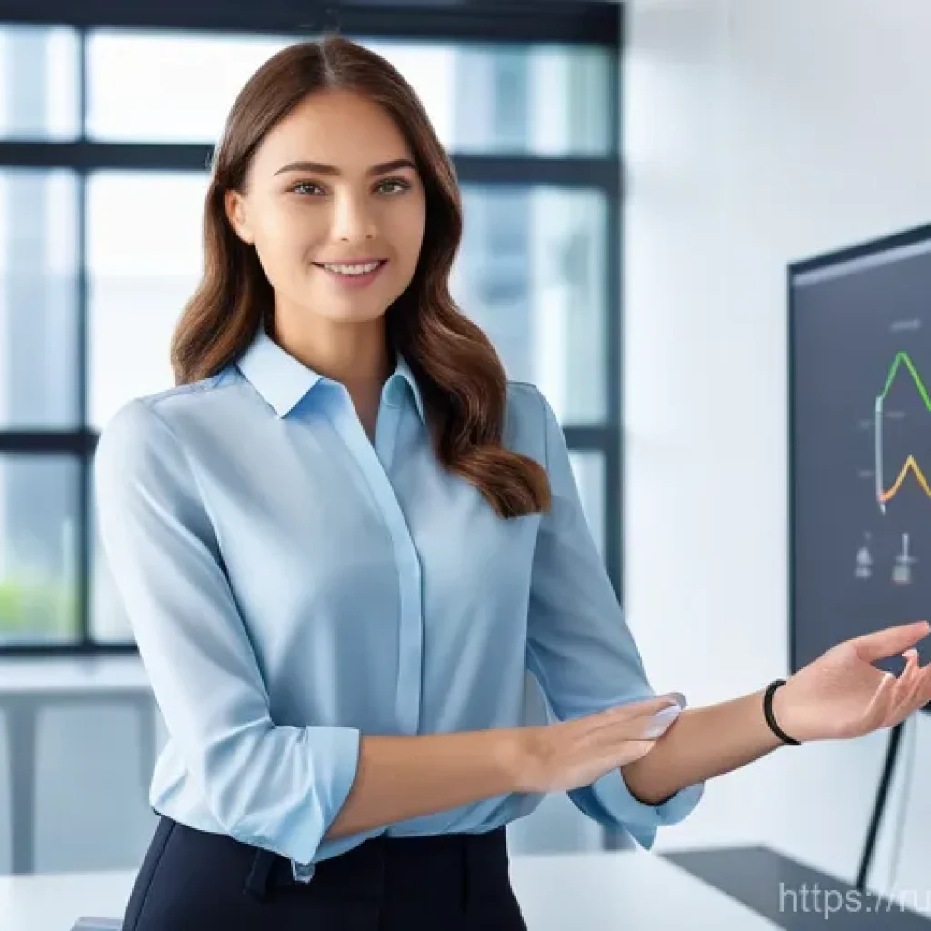 제스처 인식 알고리즘 종류와 특징 - **"Professional Gesture Interface for Data Visualization"**
A young professional, dressed in a s...