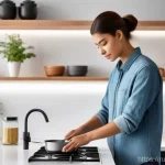 Home 17 제스처 기반 인터페이스 사용 사례 - **Prompt 1: Seamless Smart Home Interaction**
"A clean, brightly lit modern kitchen during the d...