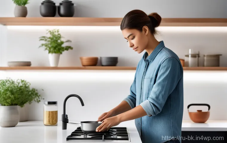 제스처 기반 인터페이스 사용 사례 - **Prompt 1: Seamless Smart Home Interaction**
"A clean, brightly lit modern kitchen during the d...