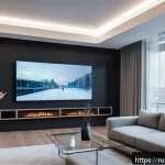 Home 19 제스처 기반 인터페이스의 글로벌 시장 비교 - A futuristic smart home interior in Moscow, showcasing a sleek living room with advanced optical ges...