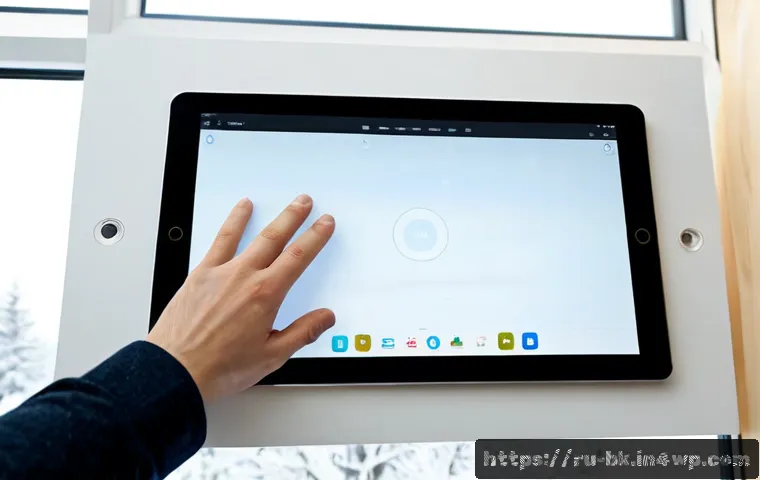 Home 17 제스처 기반 인터페이스를 위한 프로토타입 제작 가이드 - Photorealistic over-the-shoulder view of a Russian UX designer prototyping a gesture-based interface...